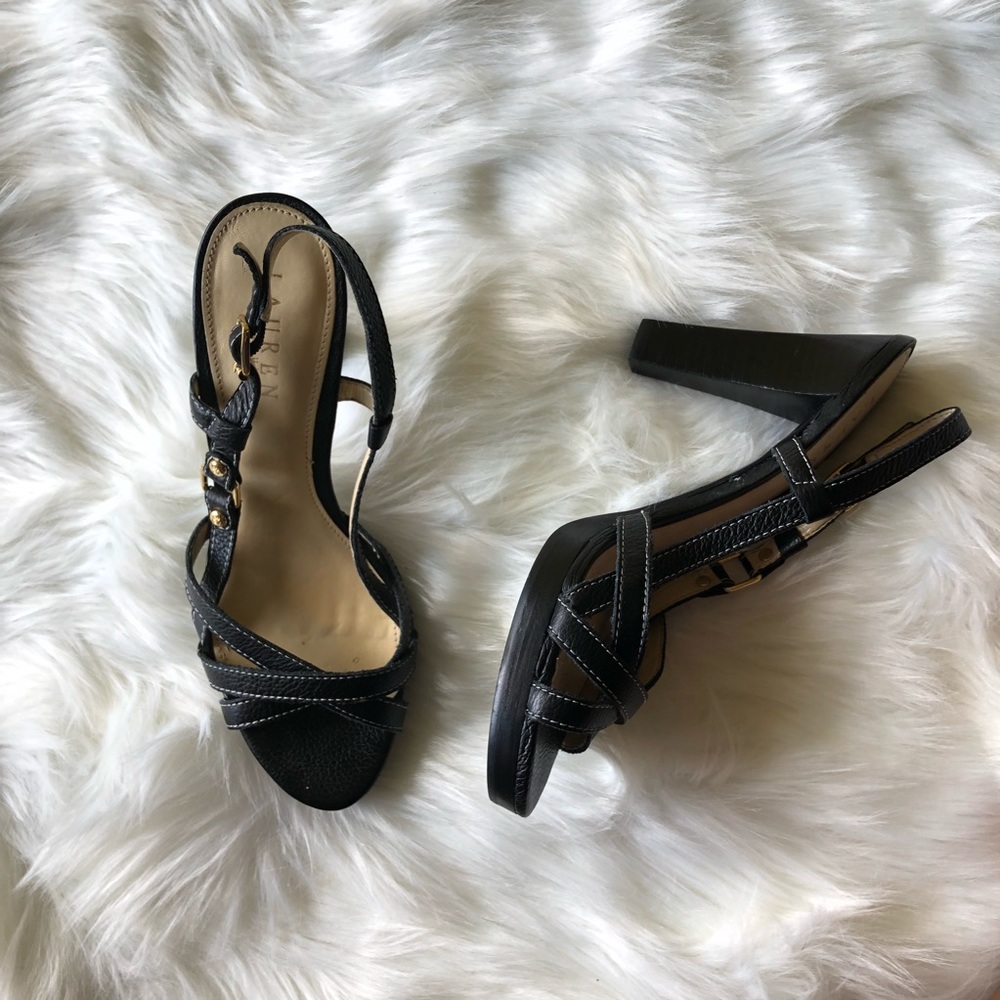 Ralph Lauren Black Strappy Heels